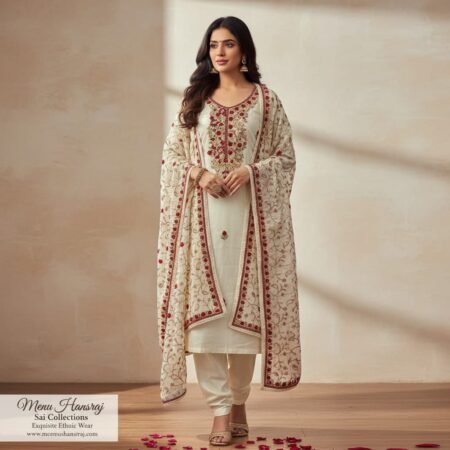 Embroidered kurta set with a worked dupatta